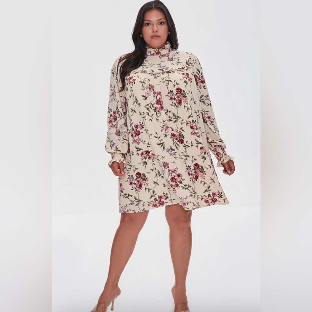 Forever 21+ Floral Shift Dress New Size 0X Plus Size Women